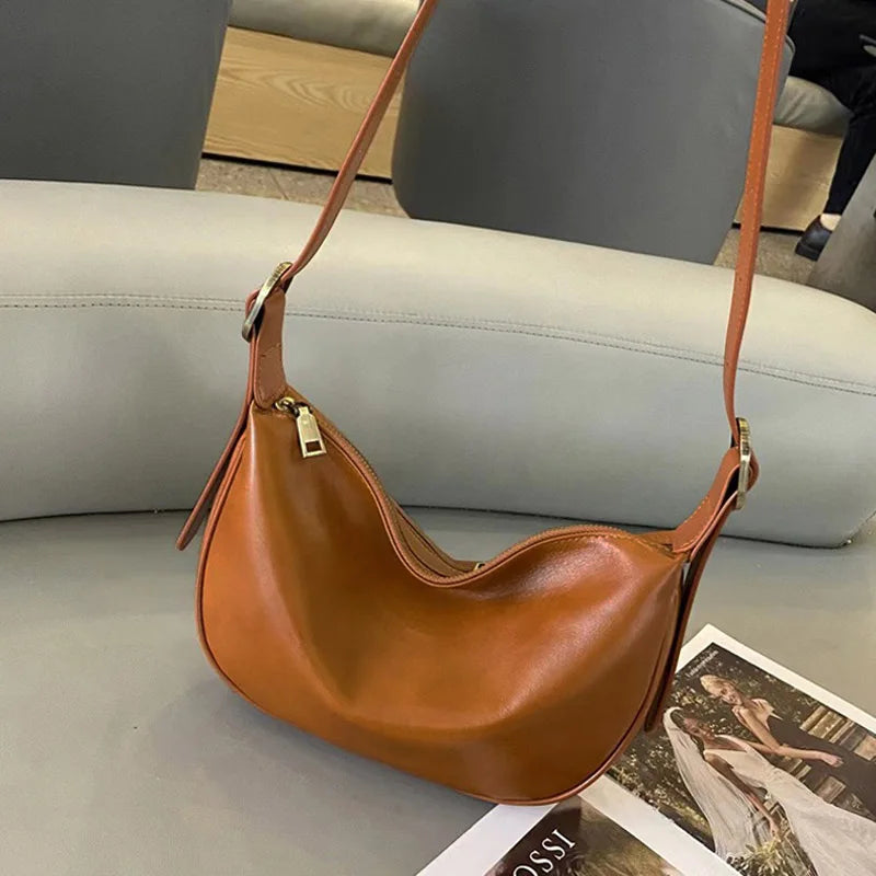 Sac Hobo cuir tanné végétal 100% Véritable  – Bandoulière