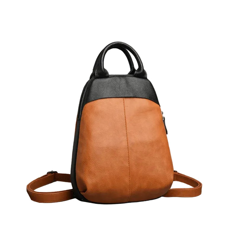 Sac à dos cuir véritable–Broderies Patchwork élégant MYNELIA
