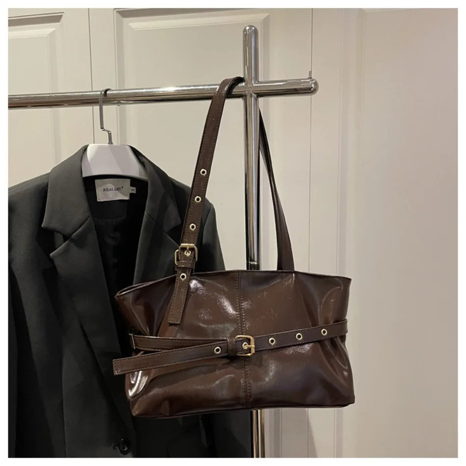 Sac à main boucle ceinture — Cabas vintage femme | Grande capacité & Épaule MYNELIA