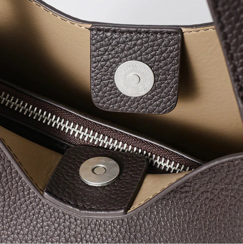 Sac seau cuir véritable  – Initiales Personnalisées