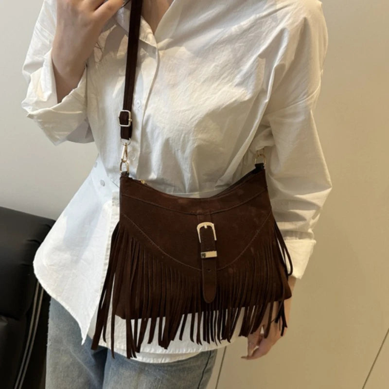 Sac bandoulière femme daim velours