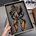 Fashion Luxury Brand 70cm Silk Square Scarf Women Satin Neck Tie Female Hair Bandana Headkerchief Shawl Wrap Hijab Echarpe MYNELIA