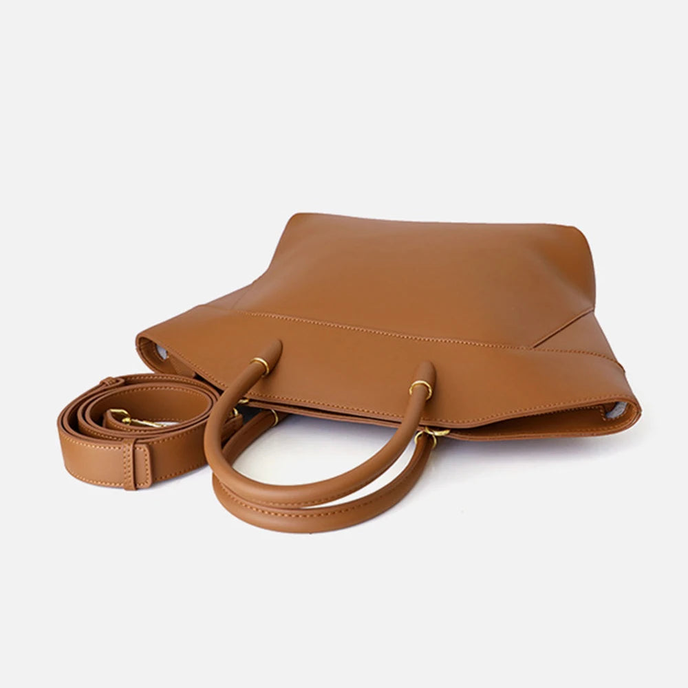 Sac en cuir véritable grande capacité – Tote Bag avec bandoulière MYNELIA