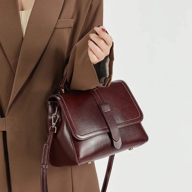 Sac à main cuir véritable vintage – Bandoulière & Épaule