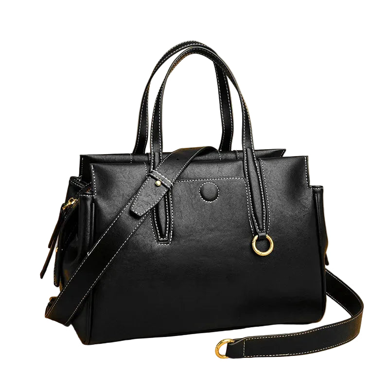 Sac Tote PU Cuir Vegan Souple Double Fermeture