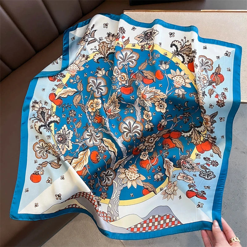 Foulard Carré Imprimé Floral 70×70 cm – Léger & Multicolore, Femme MYNELIA