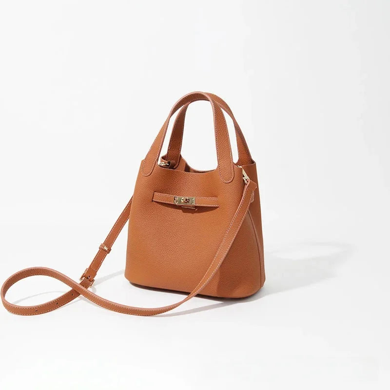 Sac seau cuir vache première couche – Style street chic MYNELIA