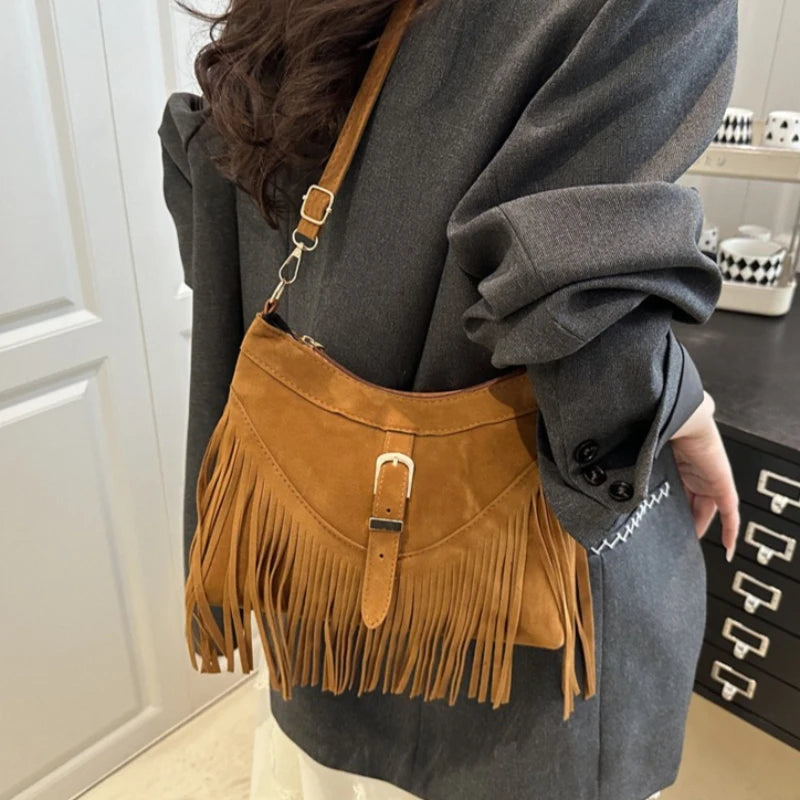 Sac bandoulière femme daim velours