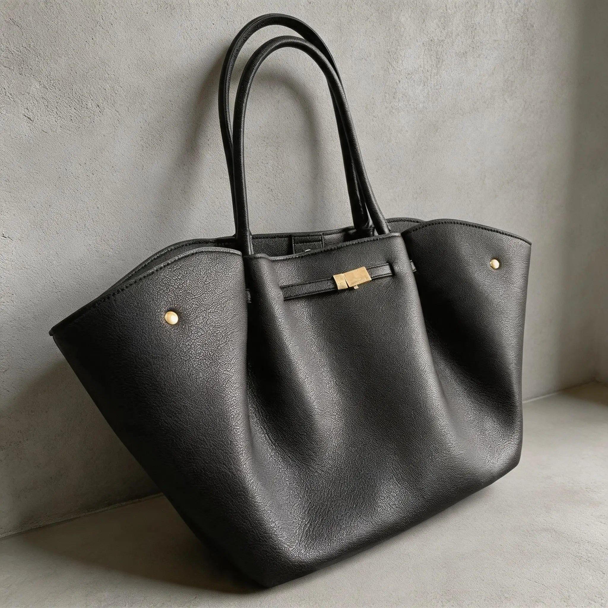 Women's large-capacity PU leather tote bag with lychee pattern, suitable for commuting, soft leather dumpling bag. MYNELIA