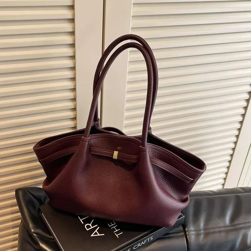 Sac à main tote bag cuir PU motif Litchi – Grande Capacité MYNELIA