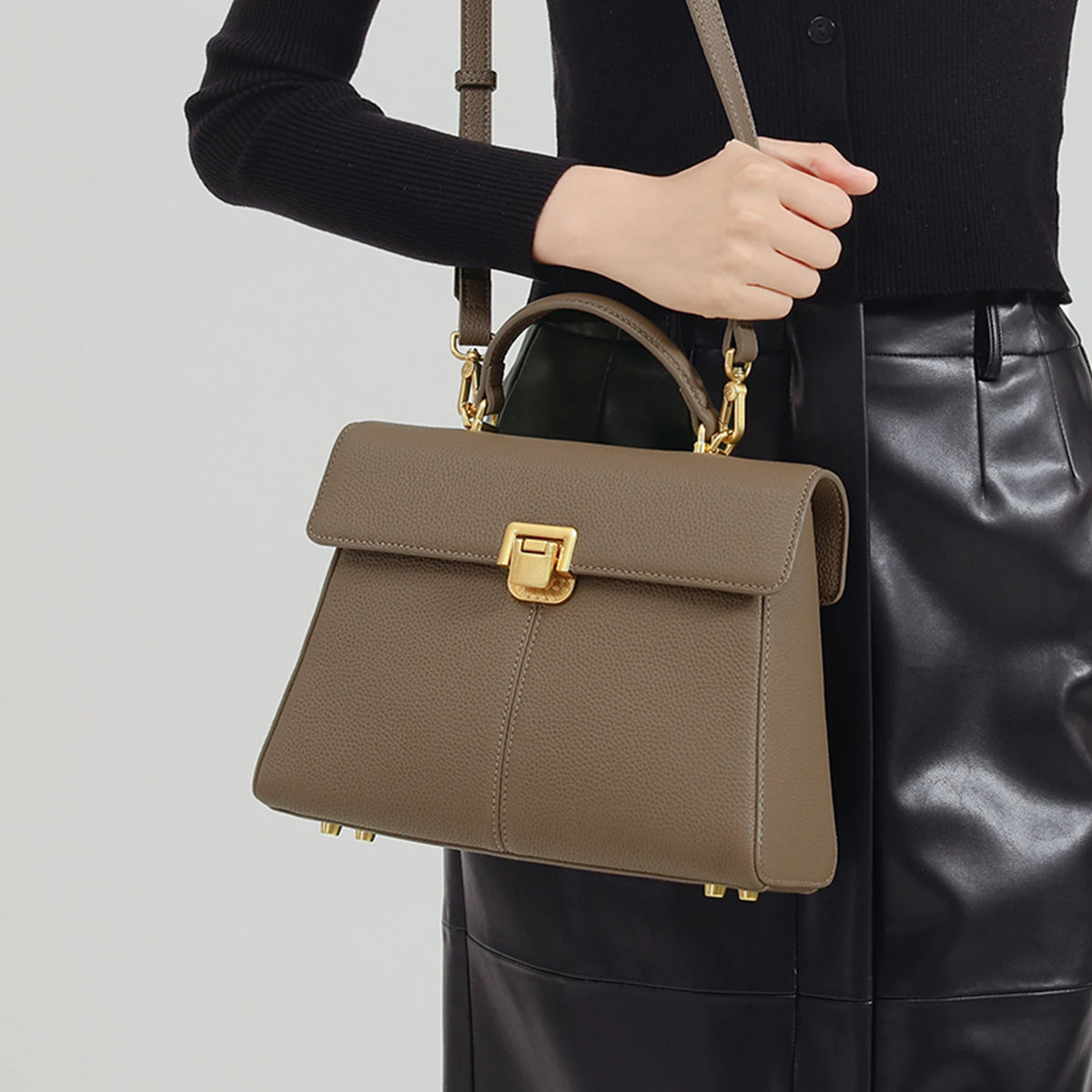 ITAMOOD 27cm Damenhandtasche aus echtem Leder mit verstellbarem Riemen, große Mehrzweck-Umhängetasche für den täglichen Gebrauch