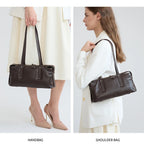 Sac Satchel Slim Cuir Oil Wax Couture Contrastée