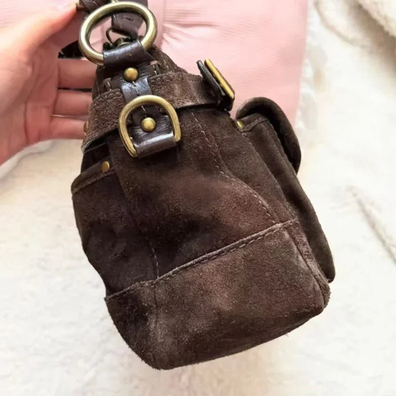 Sac Velours Rétro Flap Métal Chaînes Port  Croisé
