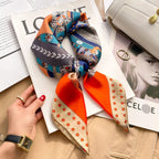 70cm Neckerchief Female Luxury Square Scarf for Women Silk Feeling Shawl Satin Hijab Wraps Hair Bands Ribbon Headband Bandann MYNELIA