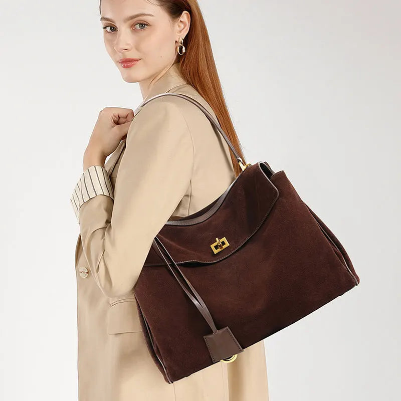Sac Tote en Daim & Cuir | Grande Capacité Femme – Bandoulière Chic MYNELIA