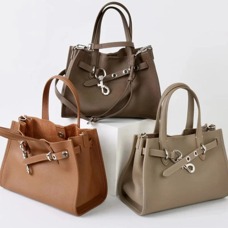 Sac Cabas Tote Cuir Vache Véritable Femme – Appliqués Sequins Casual Commuter 2 Tailles 6 Coloris