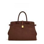 Sac à main imitation suède – Forme cabas bandoulière femme, finitions dorées MYNELIA