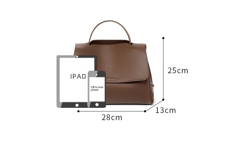 Sac Tote Cuir veritable Souple Rétro Luxe – Poche Flap