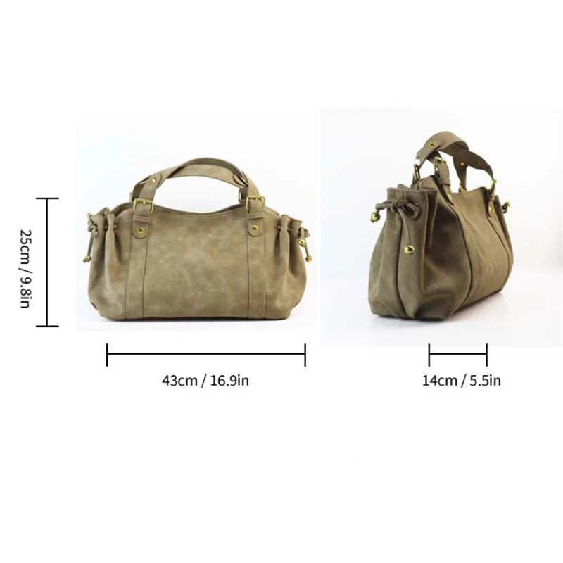 Sac Tote Boston PU Souple Imperméable Rivets Rétro