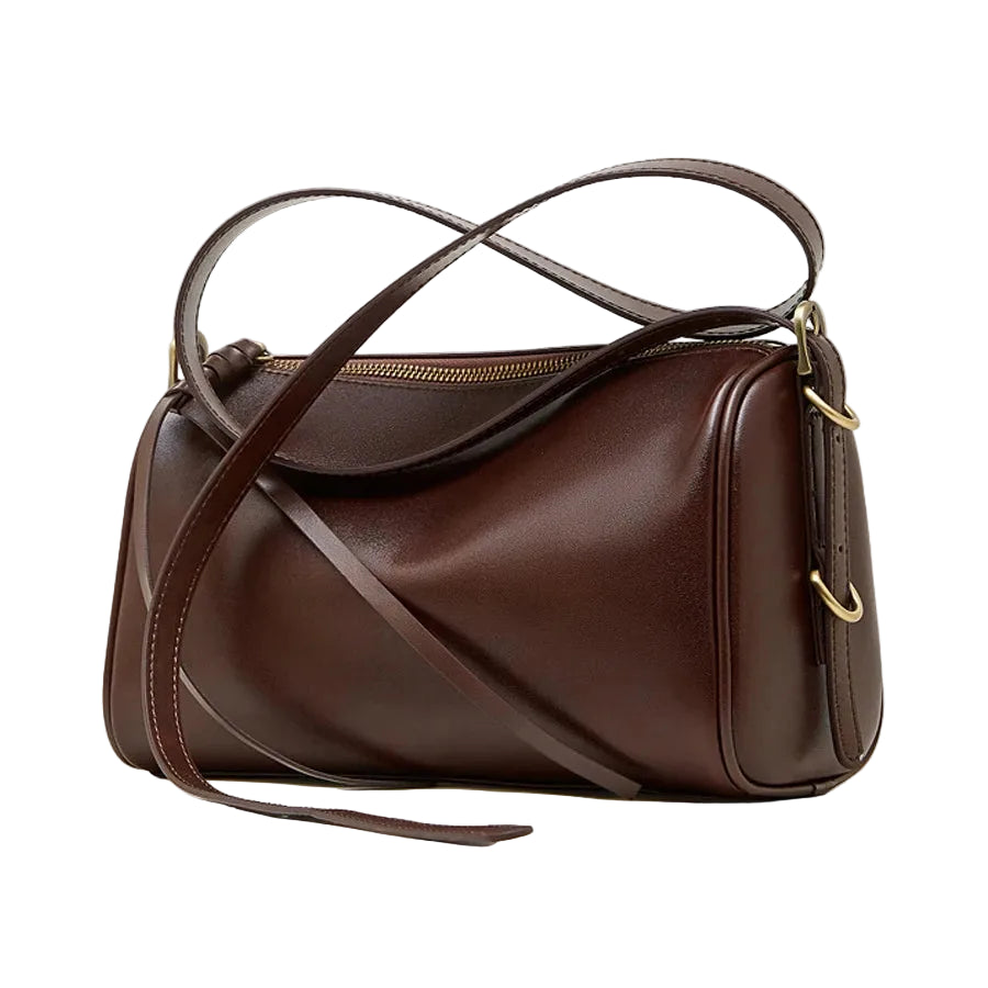 Sac bandoulière cuir véritable – Forme cylindrique souple