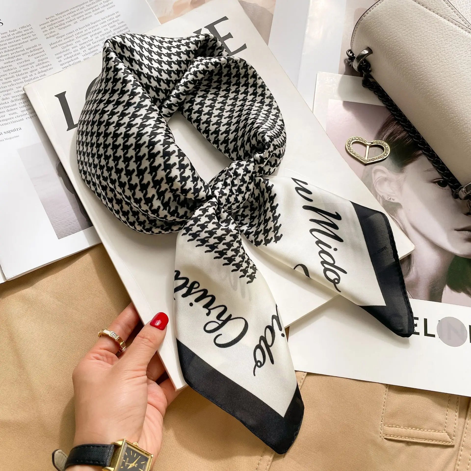 70cm Neckerchief Female Luxury Square Scarf for Women Silk Feeling Shawl Satin Hijab Wraps Hair Bands Ribbon Headband Bandann MYNELIA