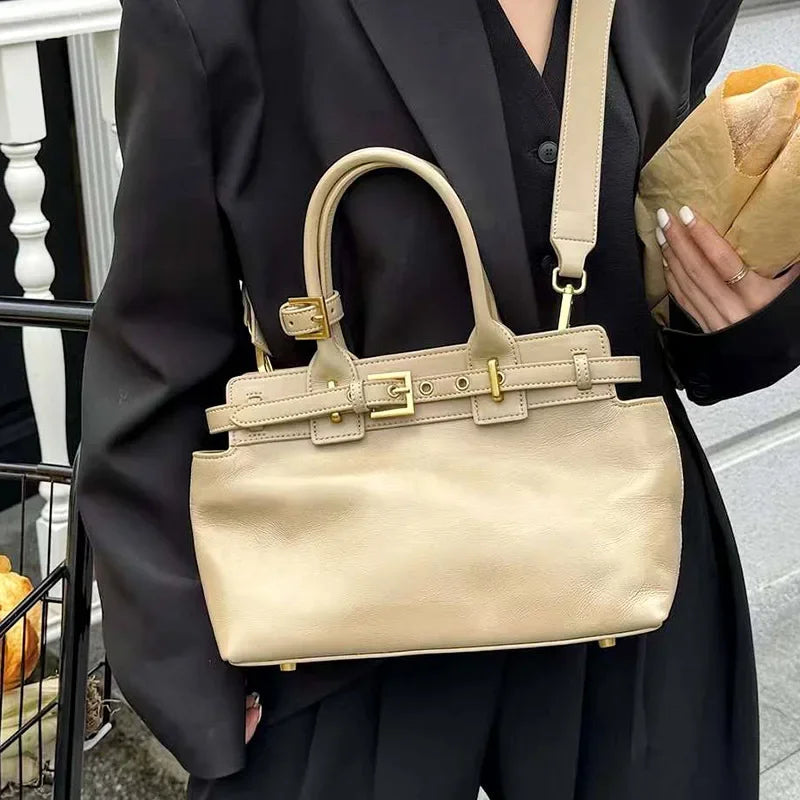 Sac à Main Cuir Ciré Huile Femme | Tote Casual Chic – Intemporels MYNELIA