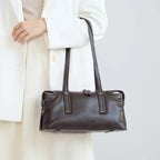 Sac Satchel Slim Cuir Oil Wax Couture Contrastée