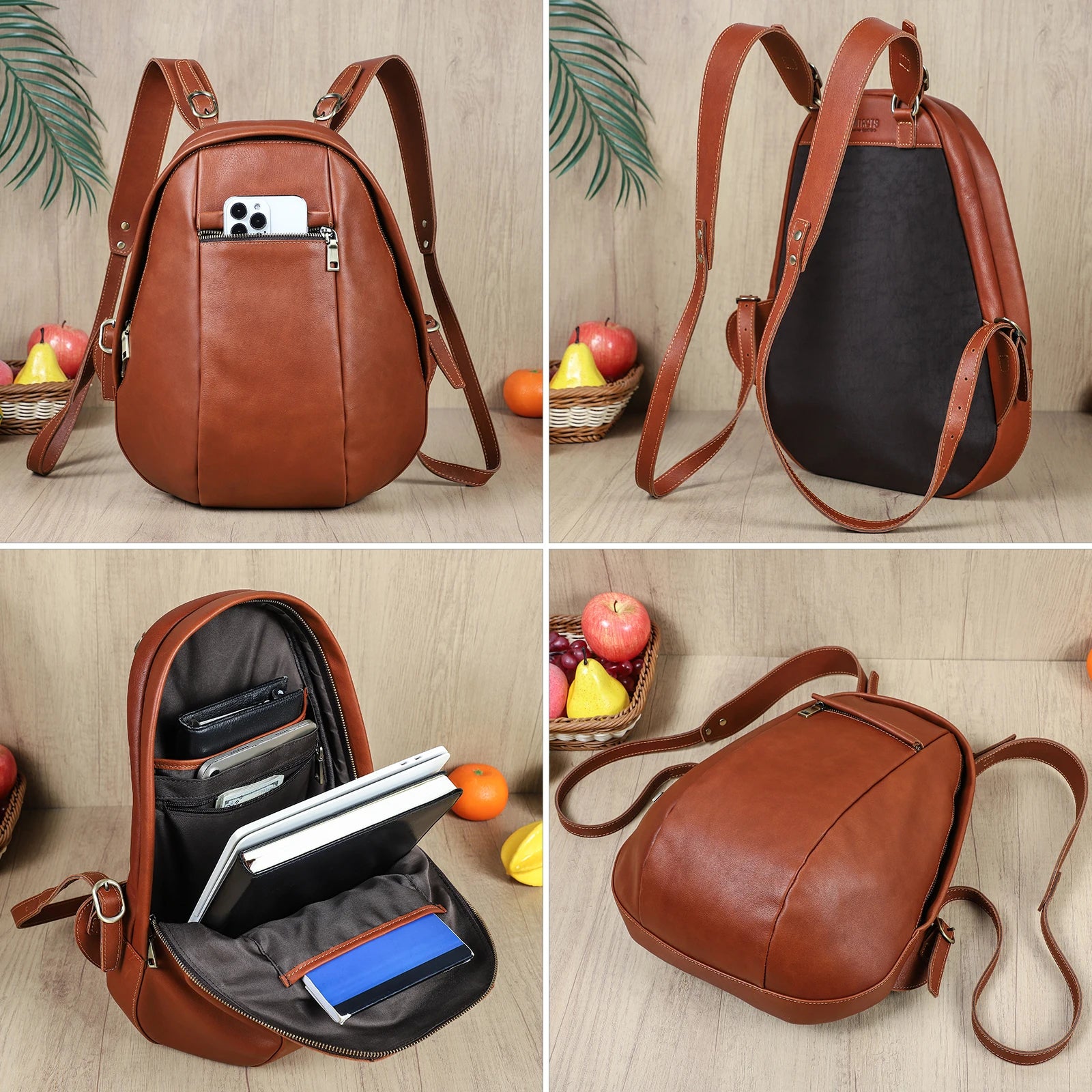 Sac à dos en cuir véritable – Intercalaire Ordinateur