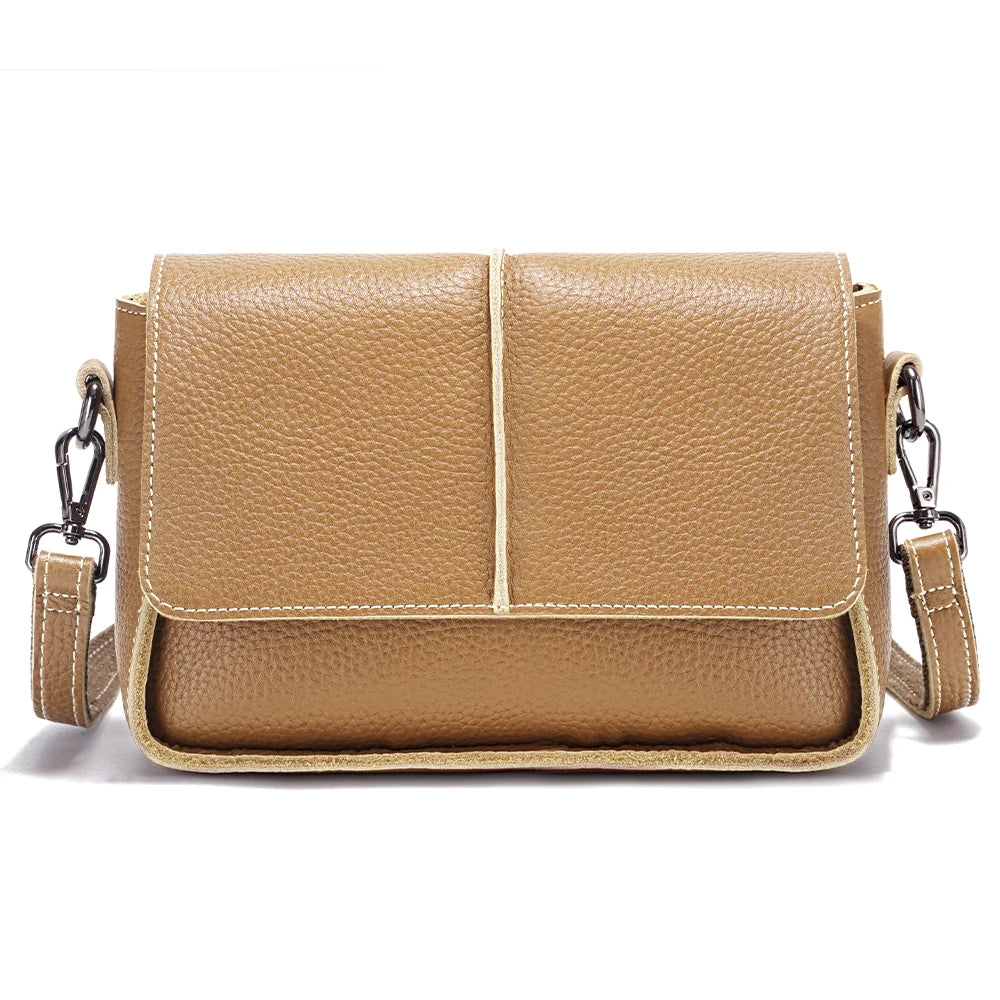 Sac bandoulière cuir véritable –Pochette Carrée Rabat Style Rétro MYNELIA