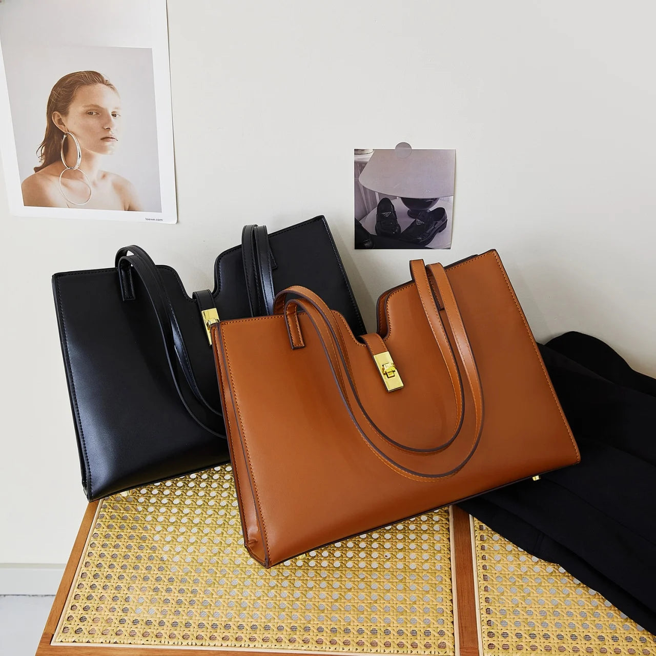 Sac à main cabas City-Grande capacité – Cuir PU MYNELIA