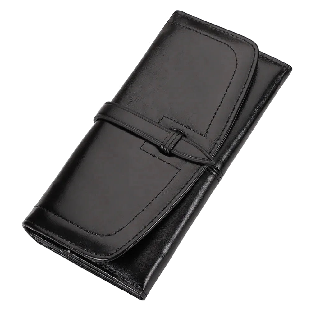 Grand portefeuille cuir véritable-Anti-RFID, Zip & Multi-compartiments MYNELIA