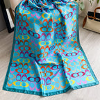 Foulard rectangulaire satiné à motifs anneaux – 180 × 90 cm