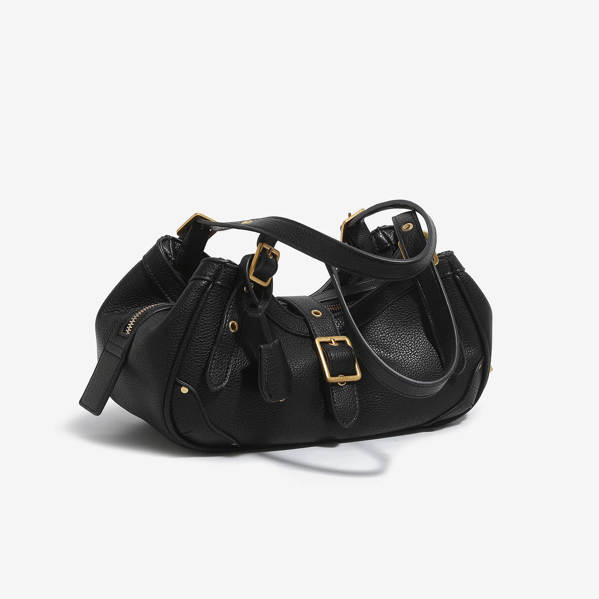 Sac épaule vintage esprit biker en cuir PU