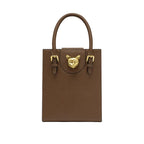 Sac box cuir véritable – Verrou décoratif structure rigide