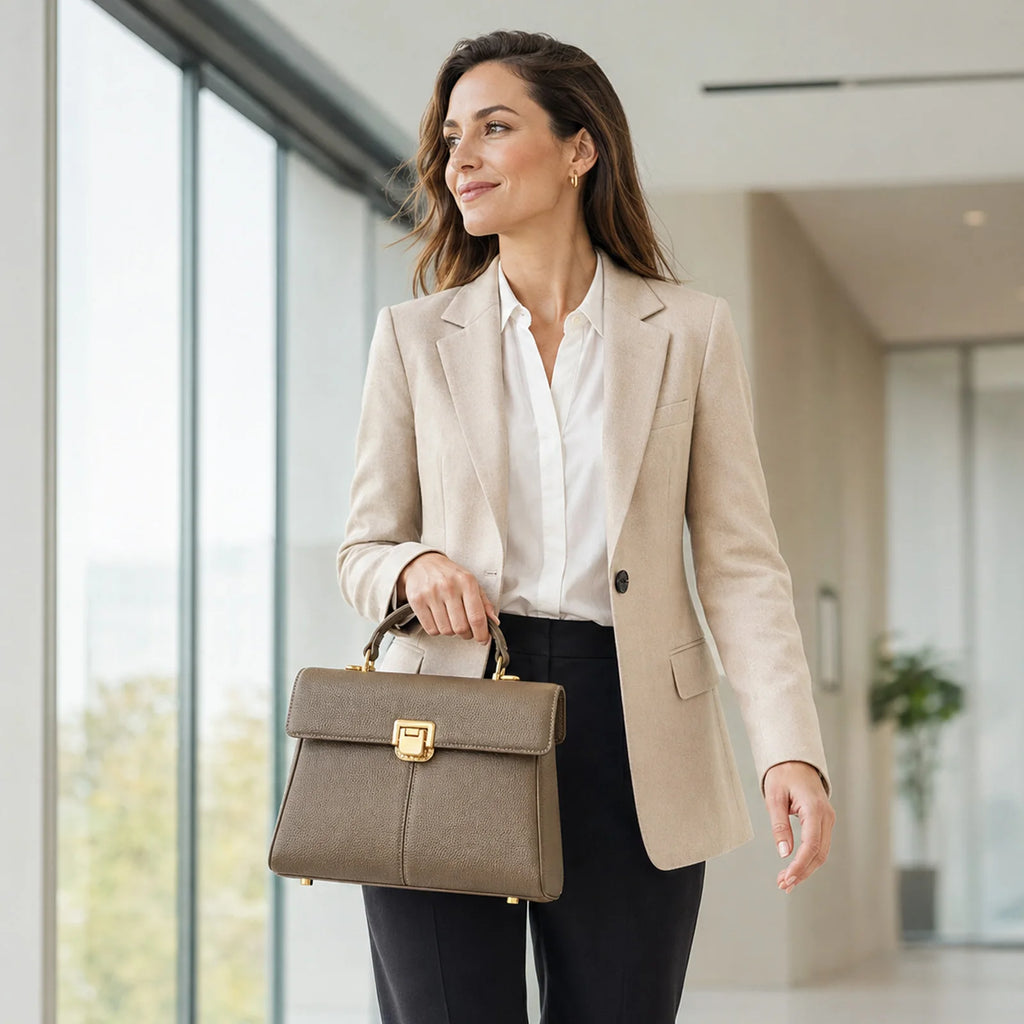ITAMOOD 27cm Damenhandtasche aus echtem Leder mit verstellbarem Riemen, große Mehrzweck-Umhängetasche für den täglichen Gebrauch