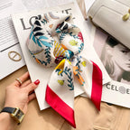 70cm Neckerchief Female Luxury Square Scarf for Women Silk Feeling Shawl Satin Hijab Wraps Hair Bands Ribbon Headband Bandann MYNELIA