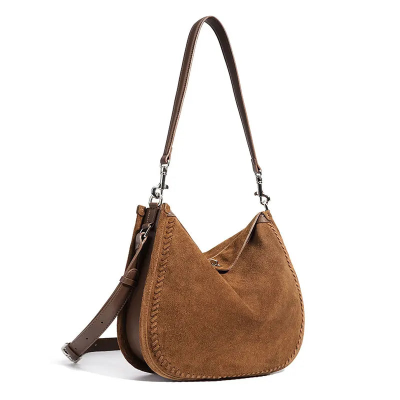 Sac Hobo femme en Suède – Style Vintage,Fermeture Zip,Bandoulière MYNELIA