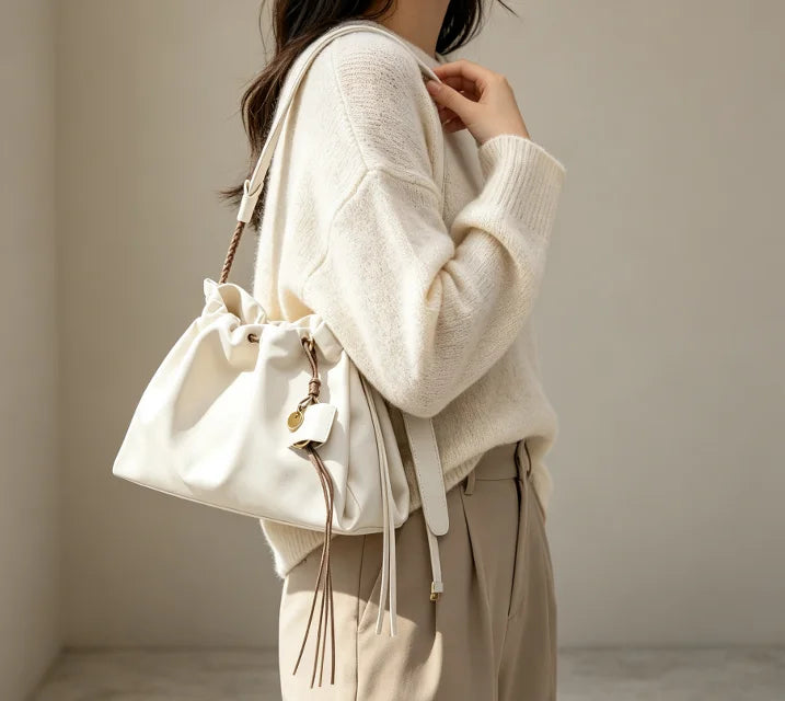 Tote PU Grande Capacité Drawstring Commuter Unisexe