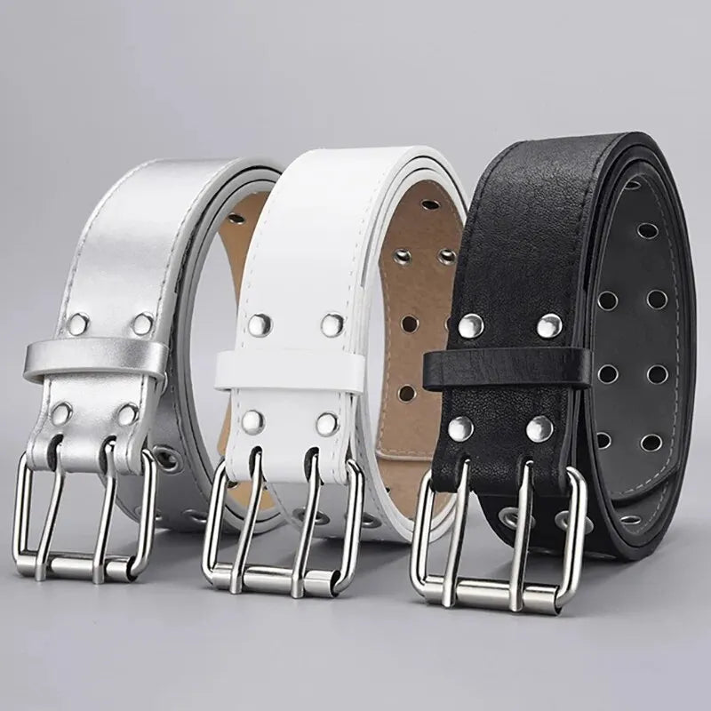 Ceinture Tendance Double Trou — Style Y2K Punk Rock, Sans Poinçon, 110 cm MYNELIA