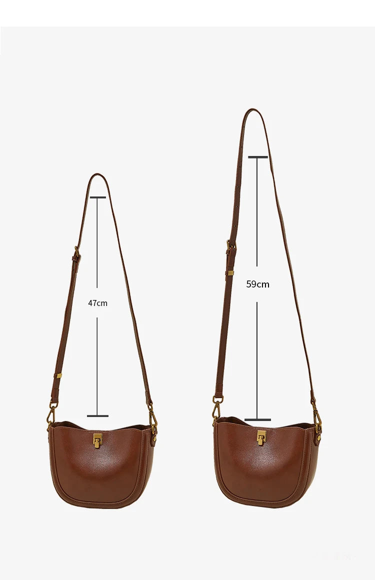 Sac en Cuir Véritable  Rabat Hasp 3 Poches Croisé Vintage