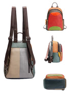 Leder-Patchwork-Rucksack – 7 Fächer & mehrfarbige Edition