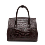 Sac à main cuir véritable embossé brillant –Style bureau chic