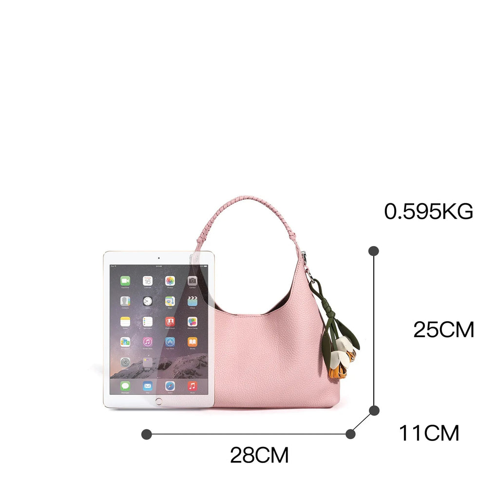 Sac bucket en cuir véritable grain supérieur – Style casual chic