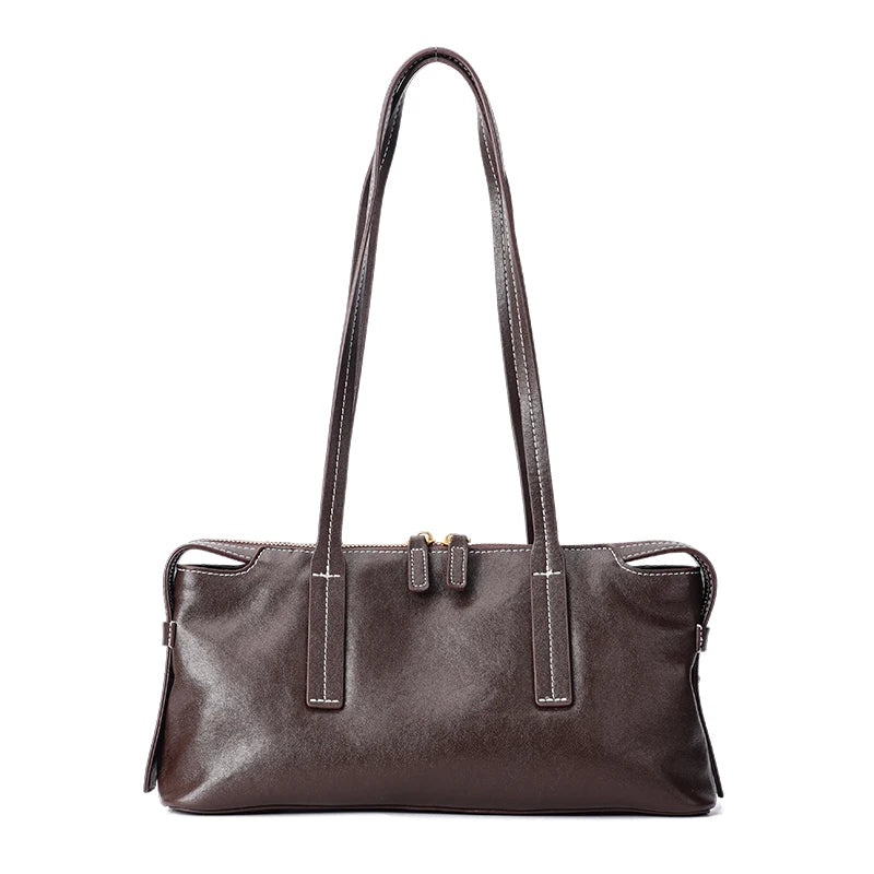 Sac Satchel Slim Cuir Oil Wax Couture Contrastée