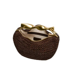 Sac Hobo tressé anse métallique-Rouille & Chocolat