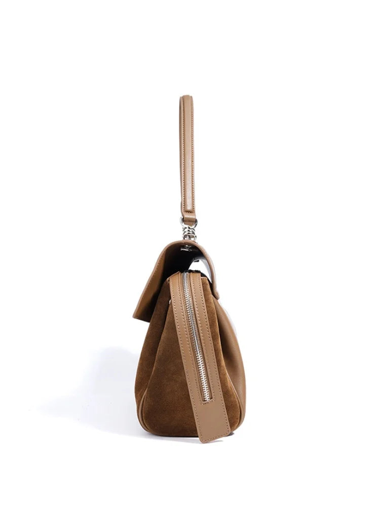 Sac Tote en Cuir Suédé – Cabas Rétro Bandoulière Femme MYNELIA