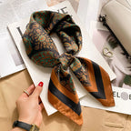 70cm Neckerchief Female Luxury Square Scarf for Women Silk Feeling Shawl Satin Hijab Wraps Hair Bands Ribbon Headband Bandann MYNELIA