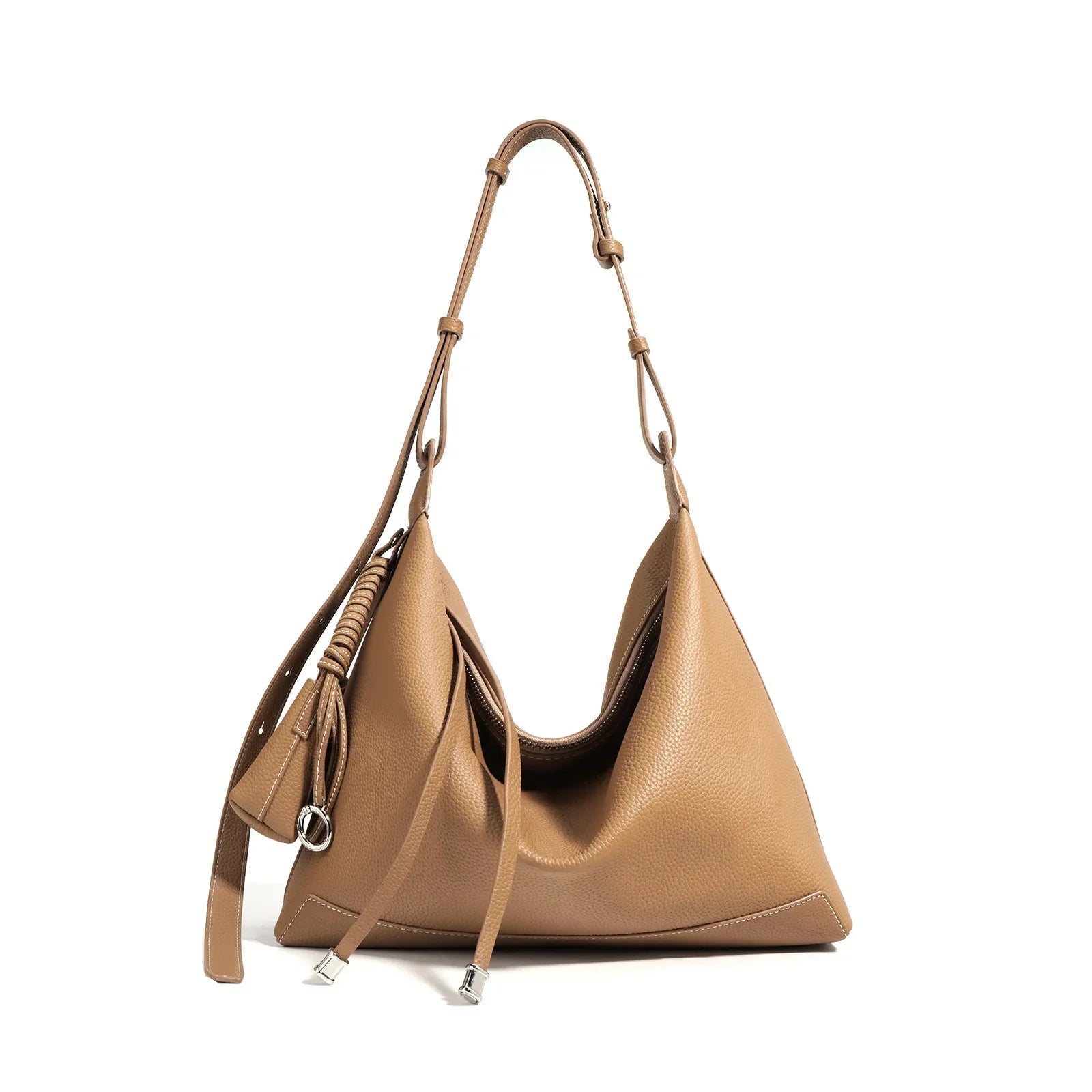 New Ins Chic Designer Large Capacity Commuter Tote First Layer Genuine Cow Leather Women's Handbag Connect with Small Purse MYNELIA