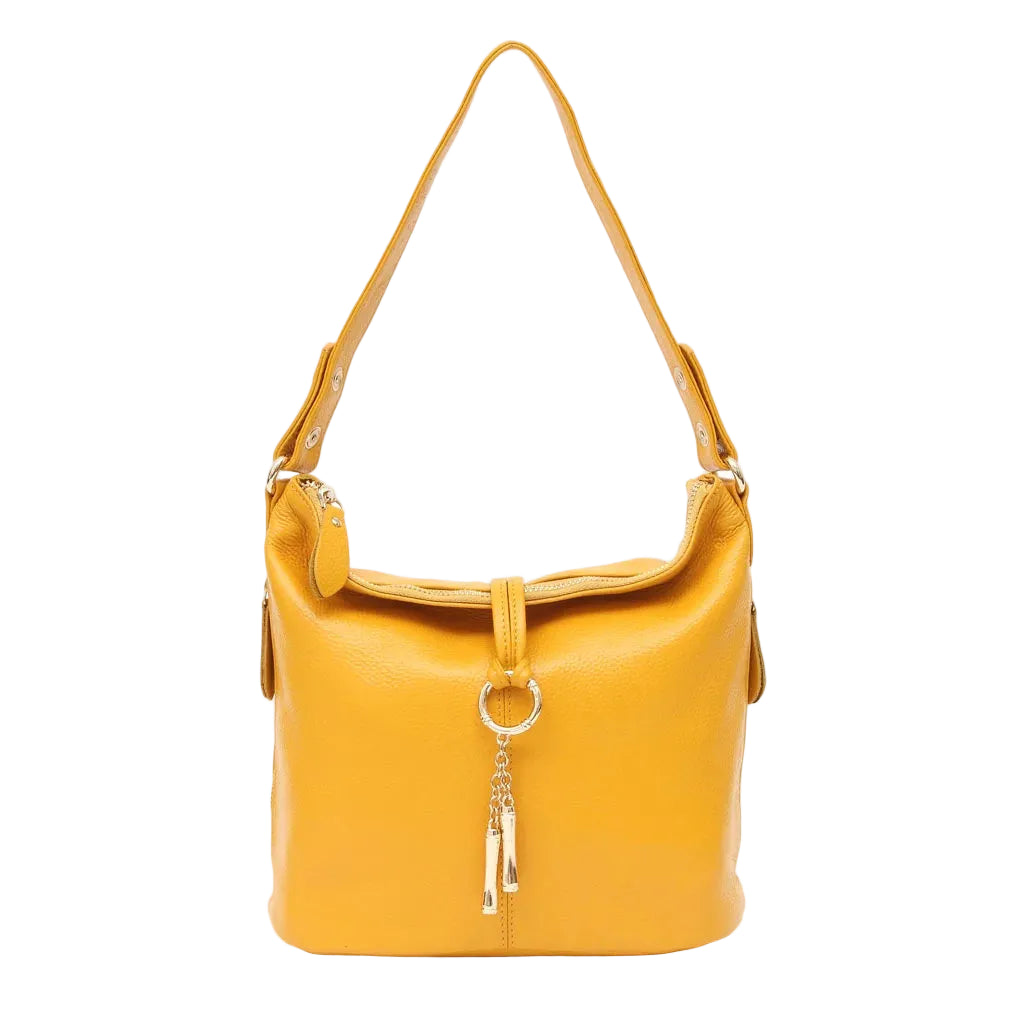 Sac hobo cuir véritable- Zippé bandoulière MYNELIA