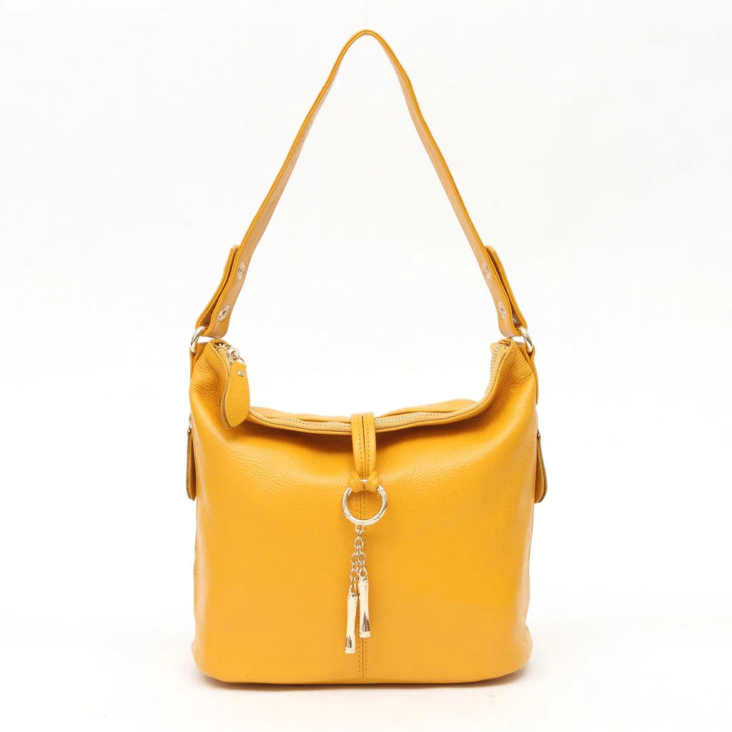 Sac hobo cuir véritable- Zippé bandoulière MYNELIA